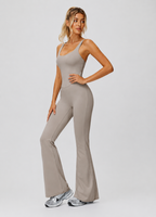 Jumpsuit Cross Open Back, Flared Wide Leg
