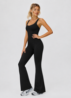 Jumpsuit Cross Open Back, Flared Wide Leg